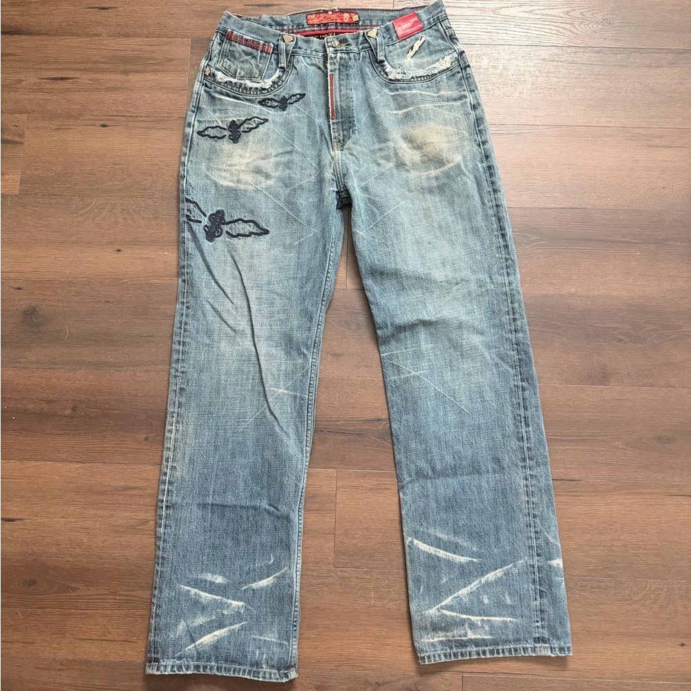 Embroidered Ed Hardy Type Jeans